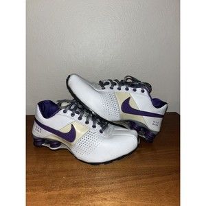 Nike Shox Deliver 2010 Running Shoes Womens 8.5 Leather Purple Gray 317547-031